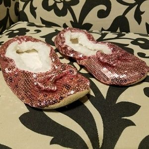 Pink, Sparkly, Sequenced, Slippers Size M